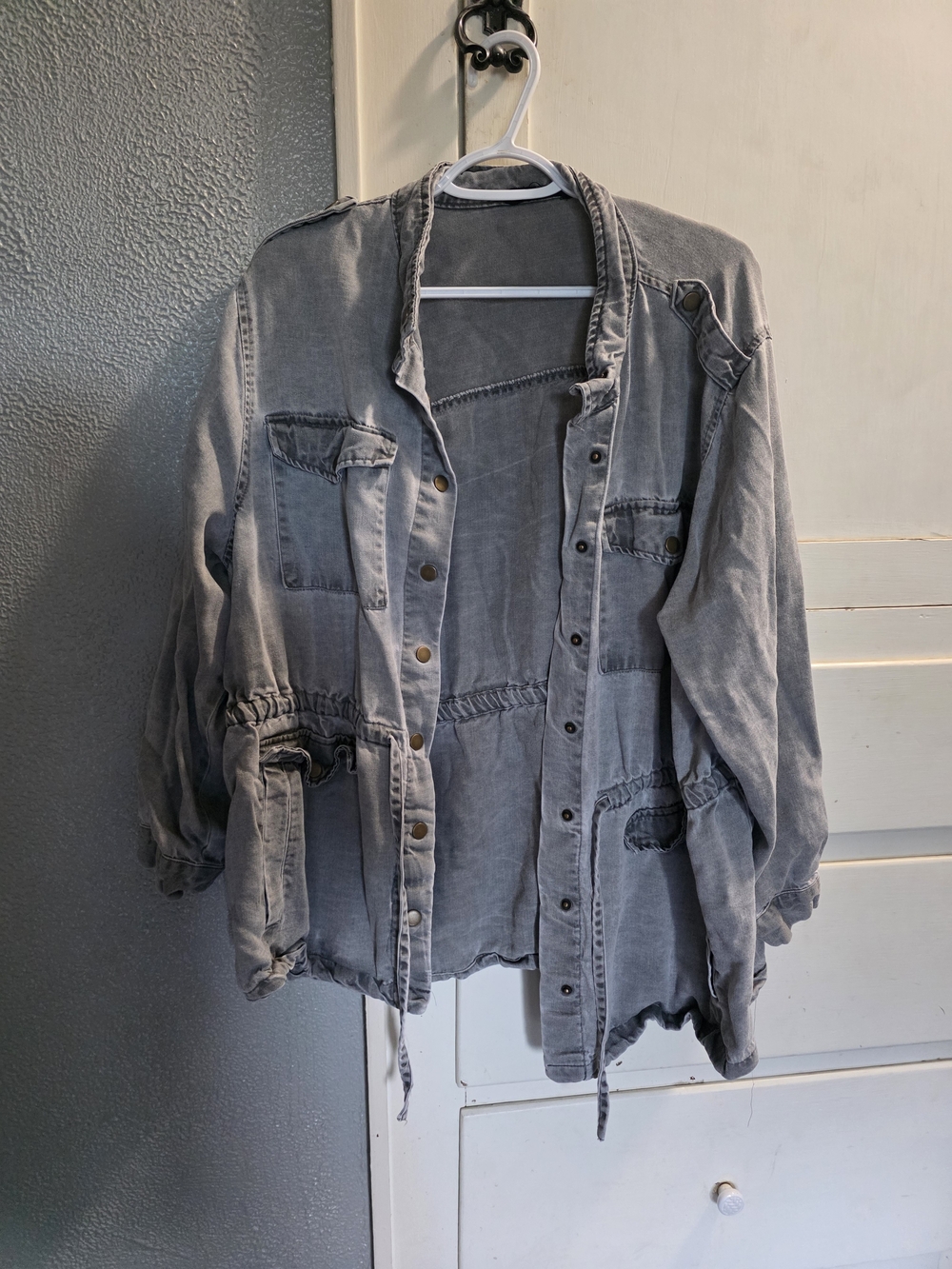 Jane and Delancey Gray Washed Utility Jacket